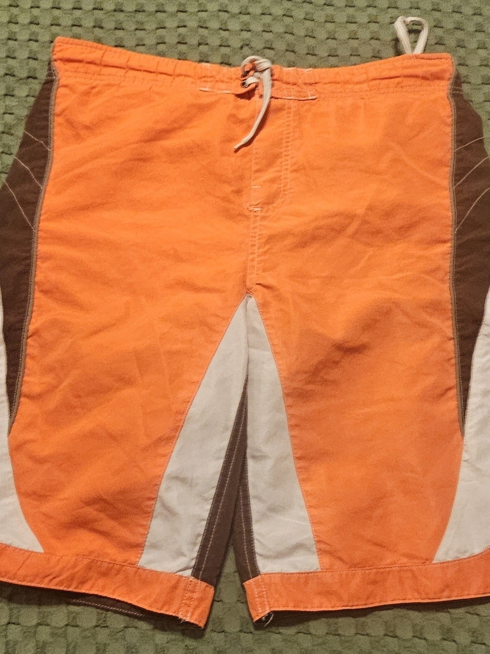 Cherokee Orange Contrast Panel Swim Shorts with Brown and White Accents